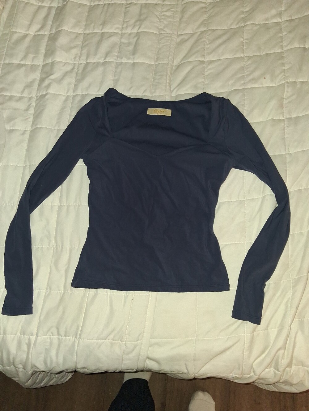 Women’s Navy Blue Long Sleeve Stretch Top